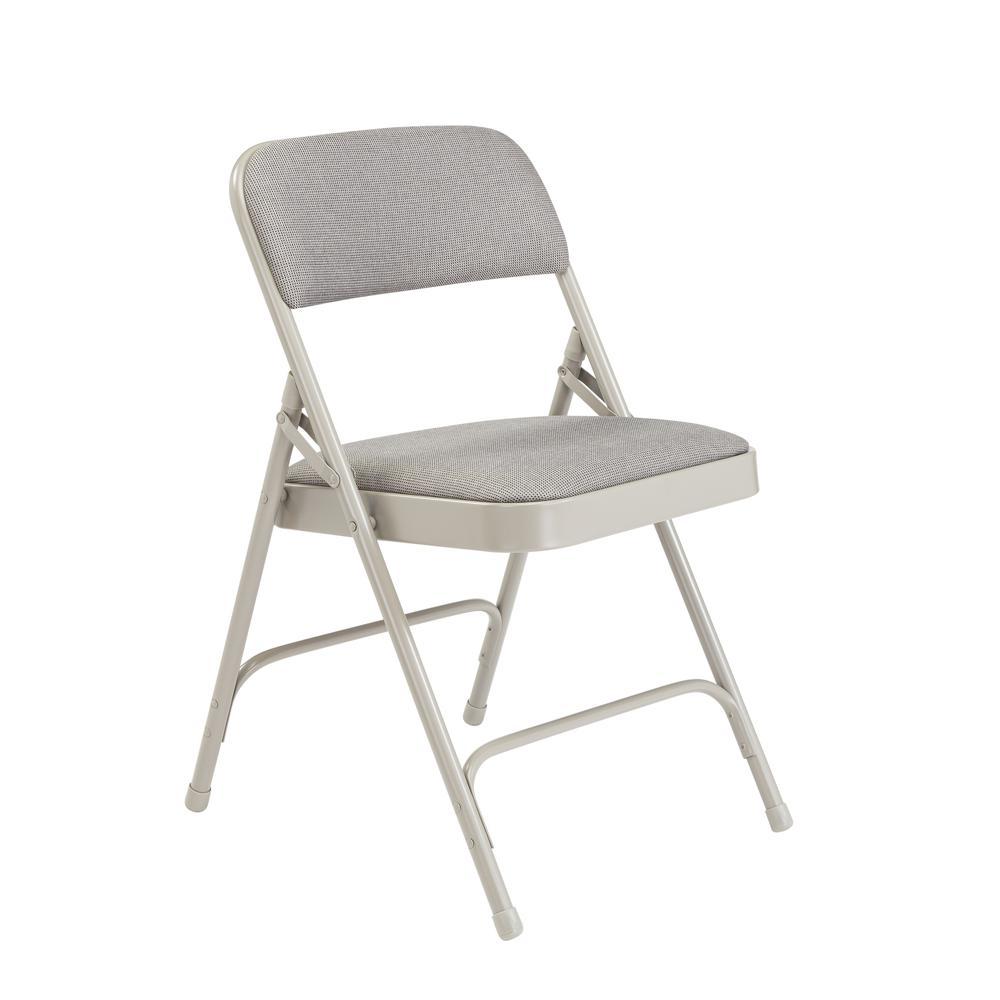 National Public Seating NPS 2200 Series Deluxe Fabric Upholstered Double Hinge Premium Folding Chair, Greystone (Pack of 4)