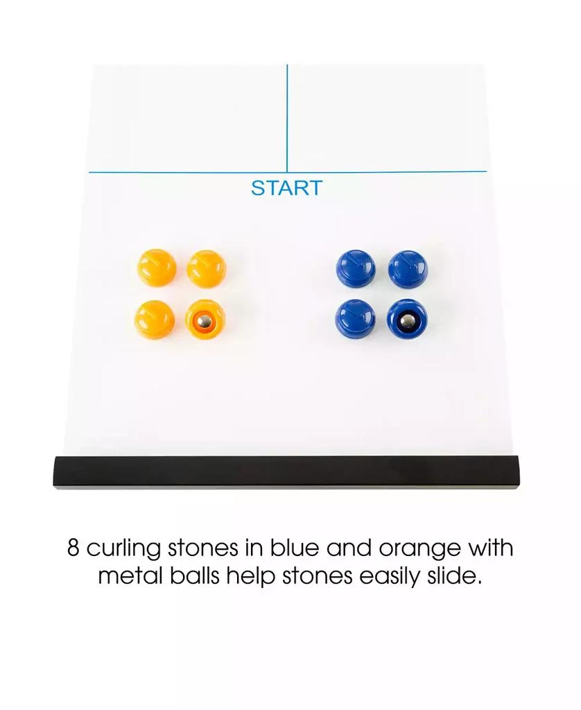 Trademark Global Hey Play Tabletop Curling Game - Portable Indoor Desktop Roll Up Magnetic Competition Board Game With Eight Stones 5