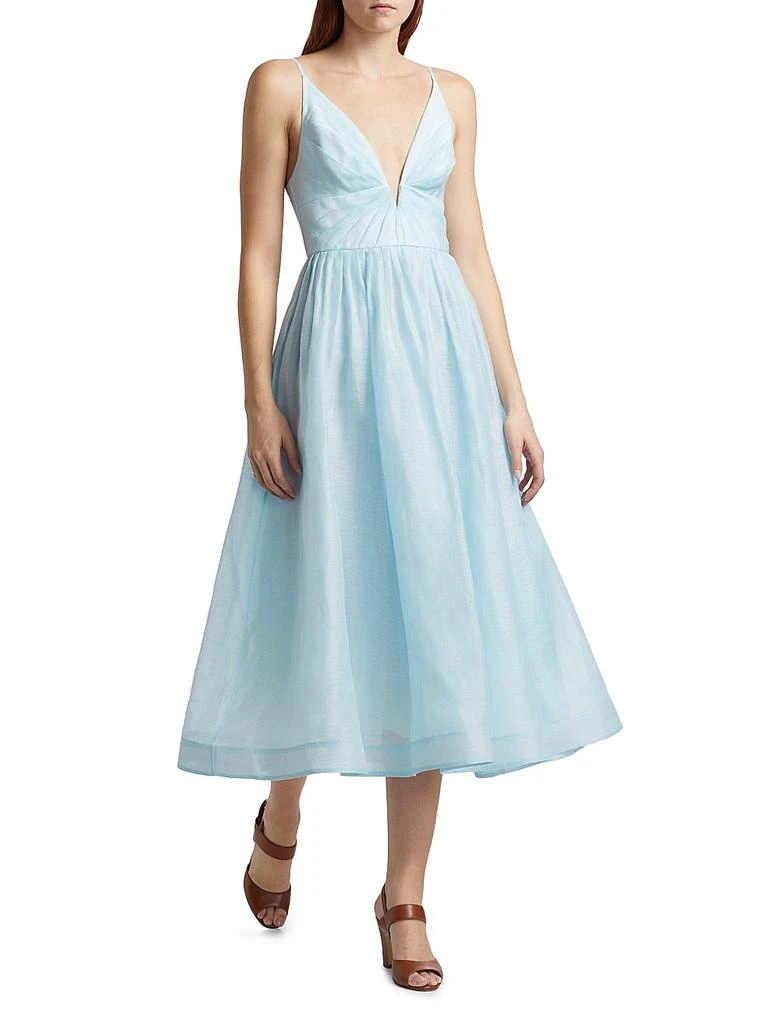 knee length dresses for ladies Zimmermann Illuminate V Neck Midi Dress Mint main image 0