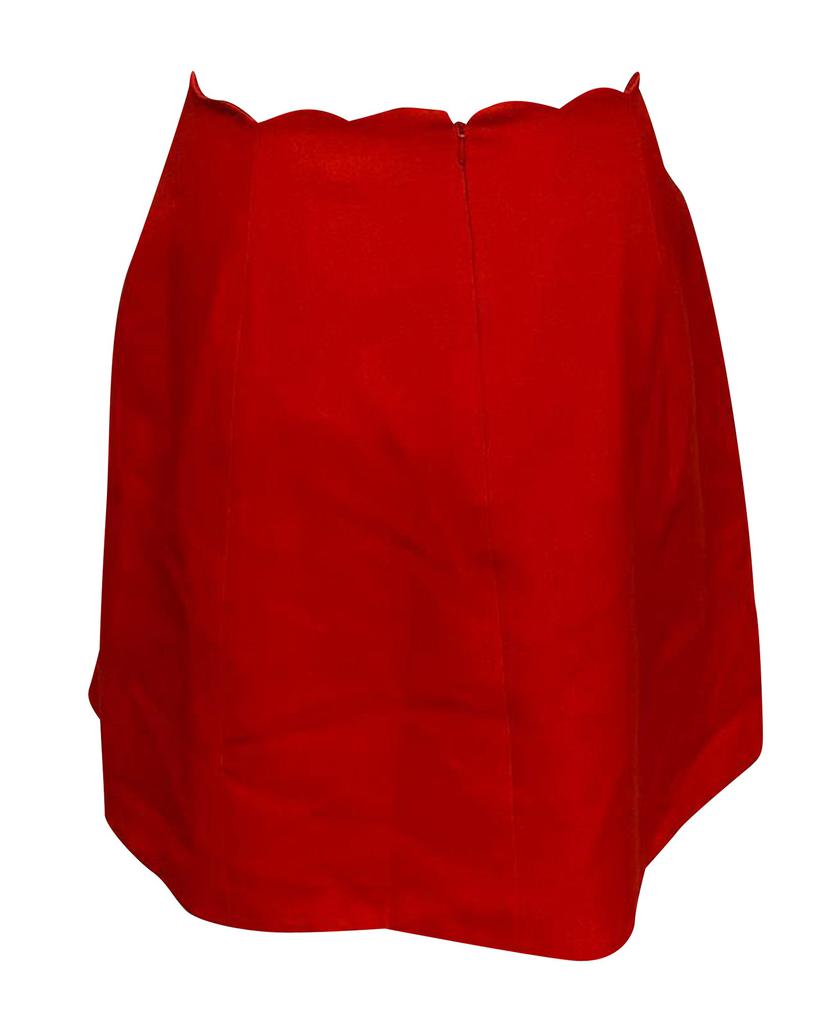 Claudie Pierlot Scalloped Skirt in Red Viscose