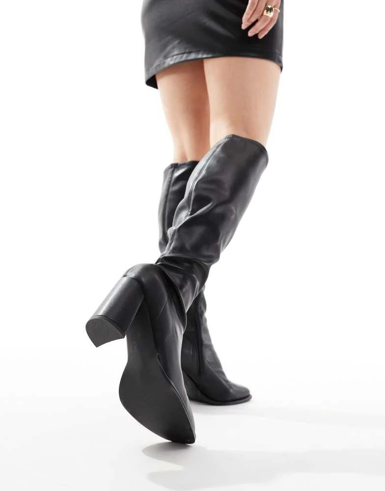 London Rebel London Rebel Paige knee high sock boot in black 4