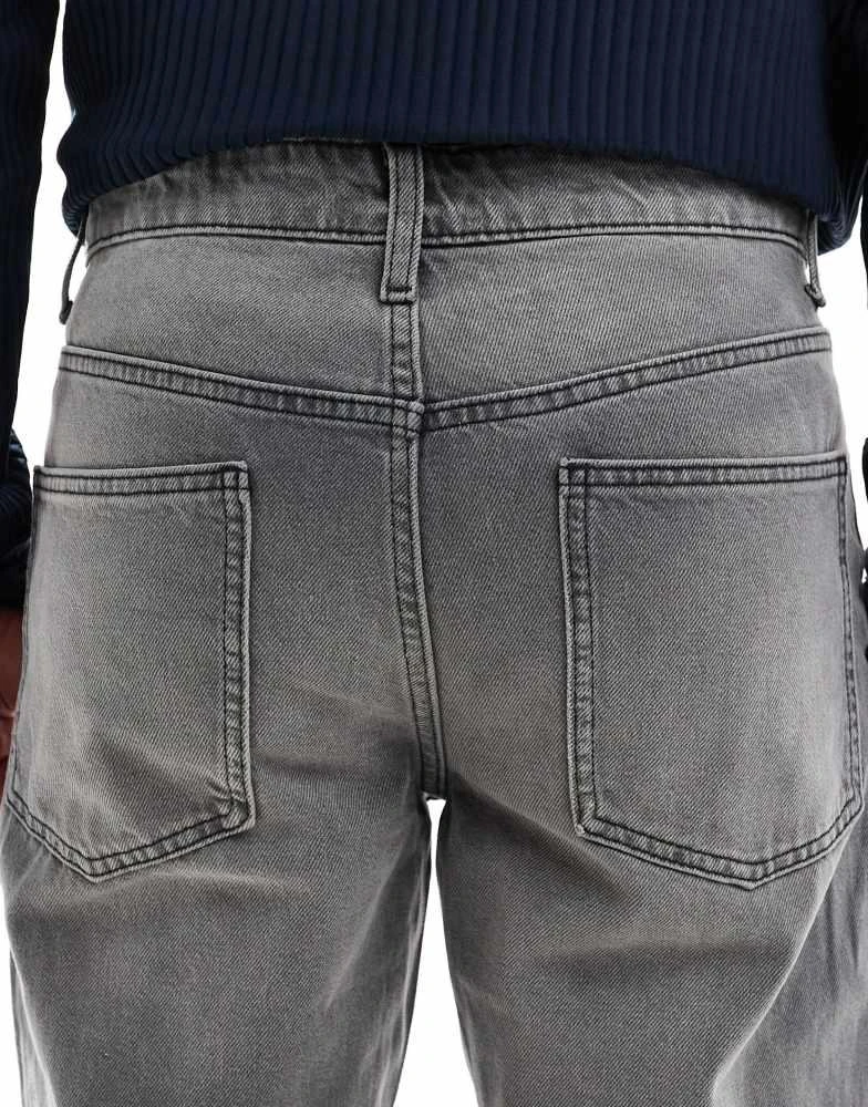 ASOS ASOS DESIGN tapered fit jeans in washed black 4