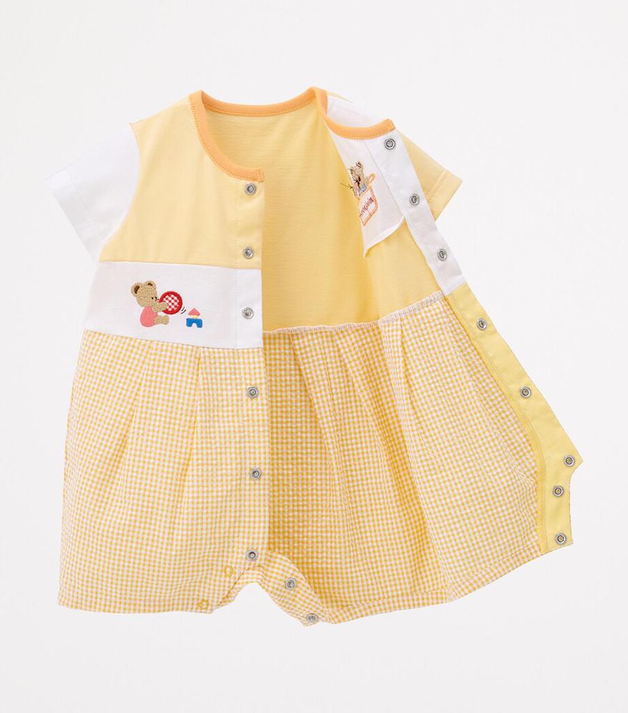 Miki House Cotton Embroidered Bear Playsuit (6-12 Months)