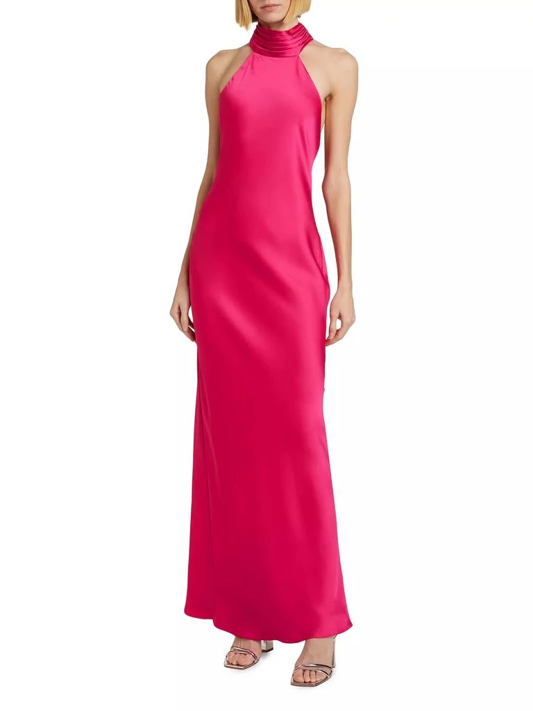 Ramy Brook Tatiana High-Neck Satin Gown 3