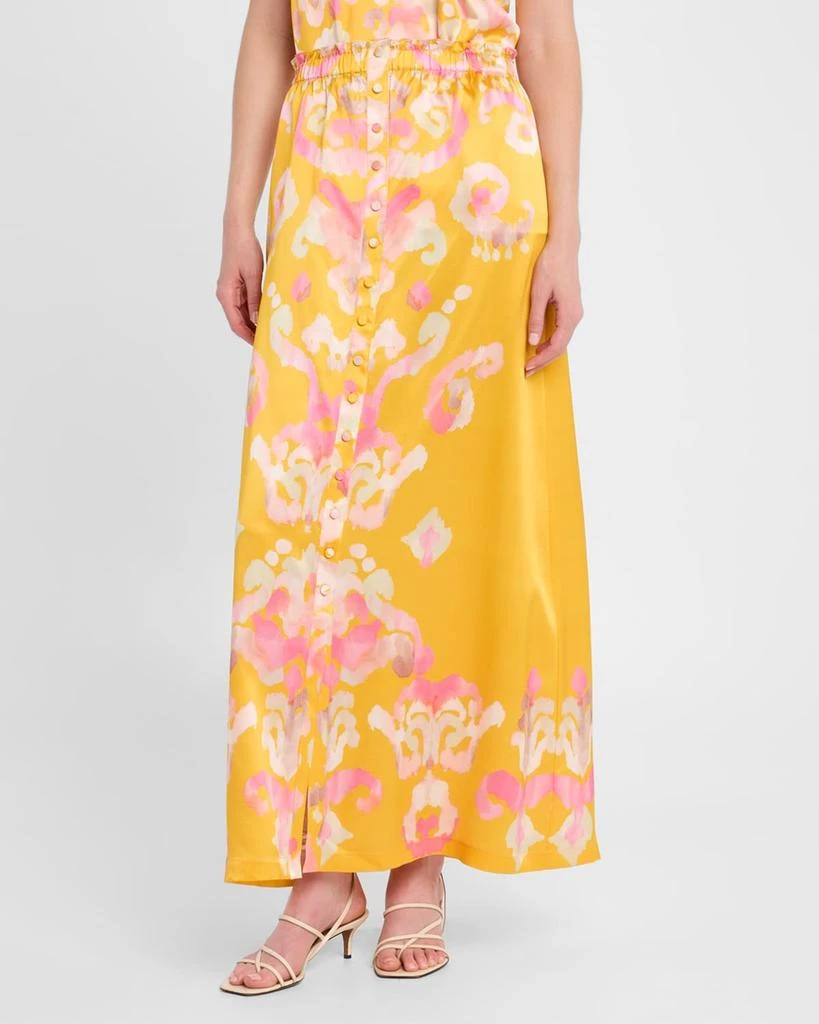 FIGUE Bastien Button-Front Silk Maxi Skirt 4