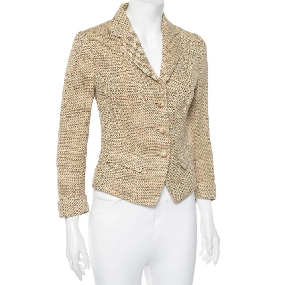 Ralph Lauren Ralph Lauren Cream Linen & Wool Textured Blazer S 2