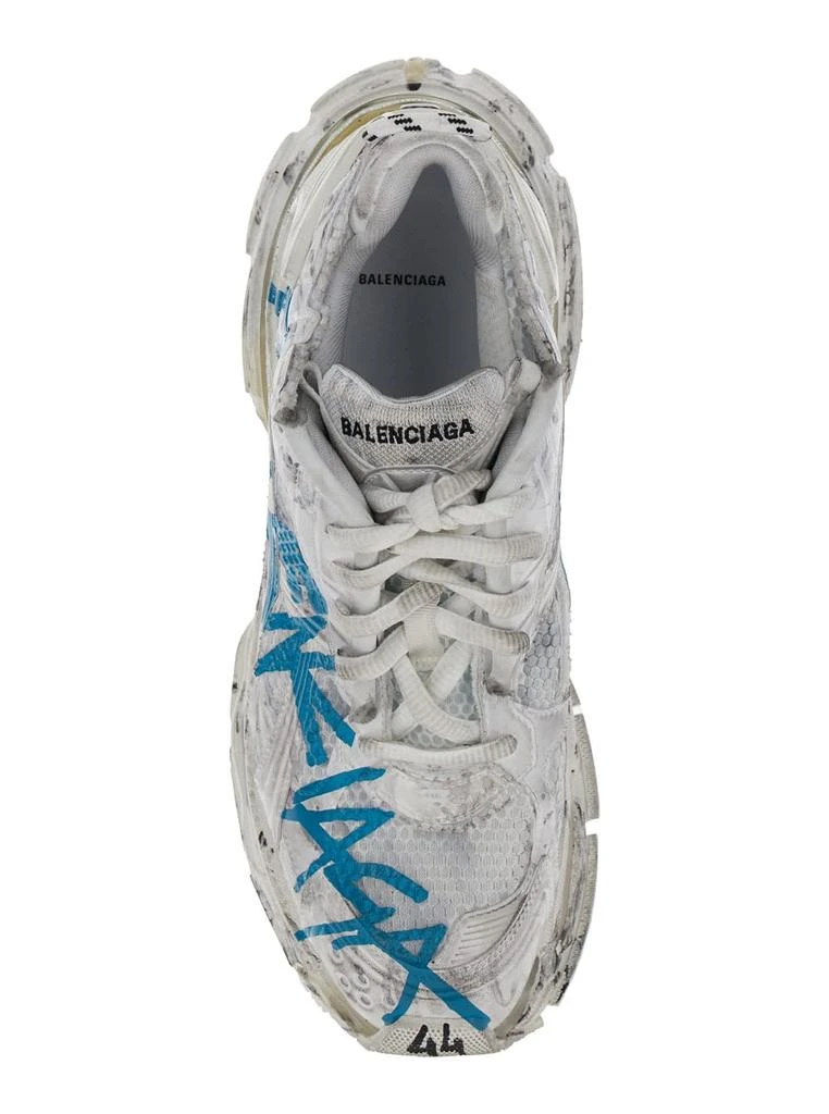Balenciaga graffiti White And Blue Runner Sneakers In Mesh And Nylon Man 4
