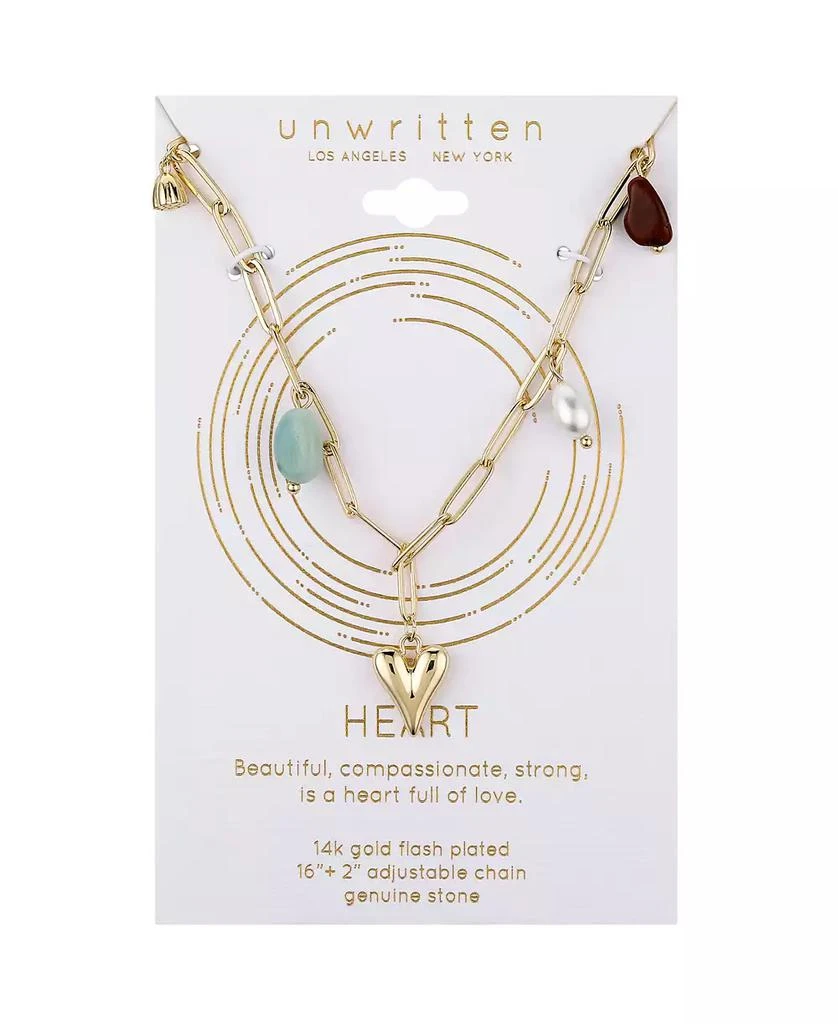 Unwritten Multi Color Stone and Heart Charm Pendant Necklace 3
