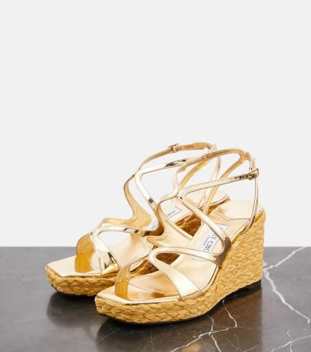 Jimmy Choo Ayla metallic leather espadrille wedges 5