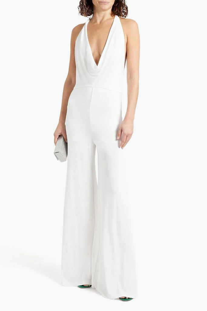 Alice + Olivia Colby draped jersey halterneck wide-leg jumpsuit 2
