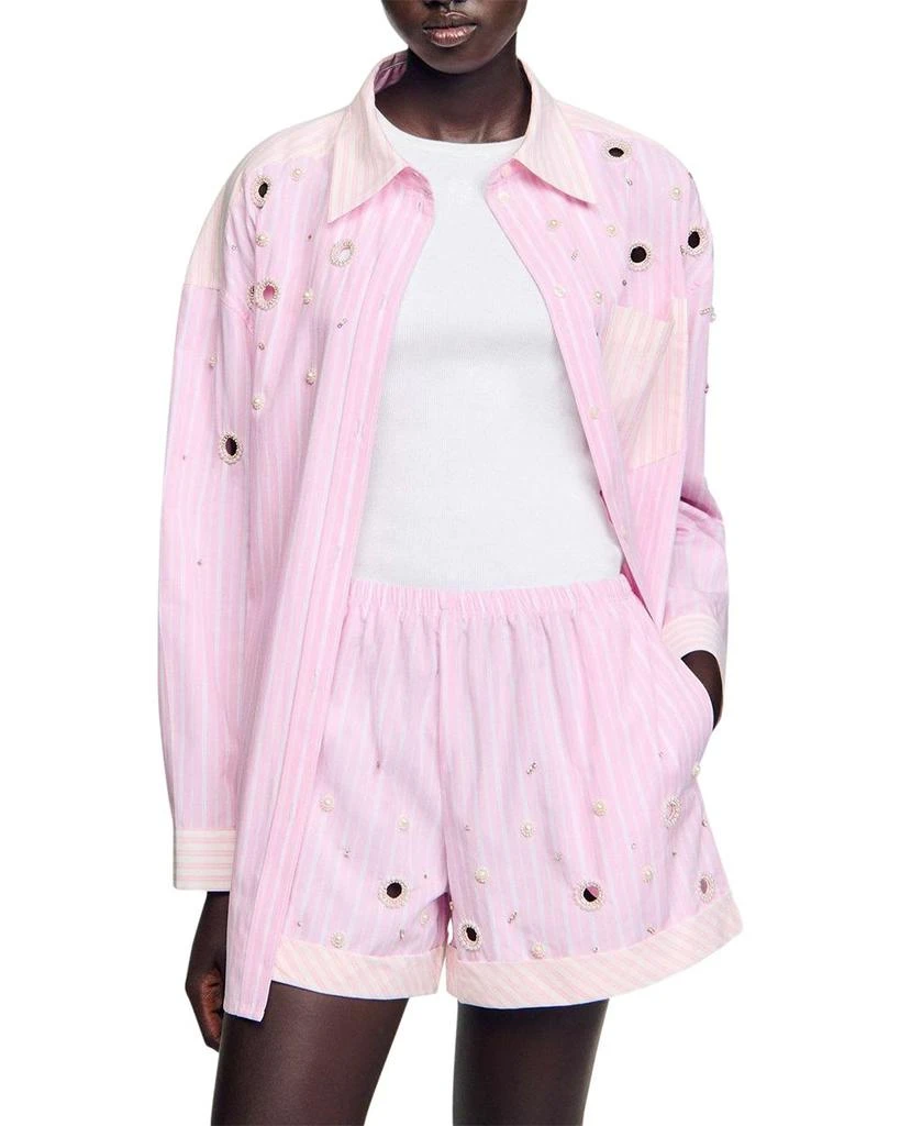 Sandro Striped Rhinestone Shirt 1