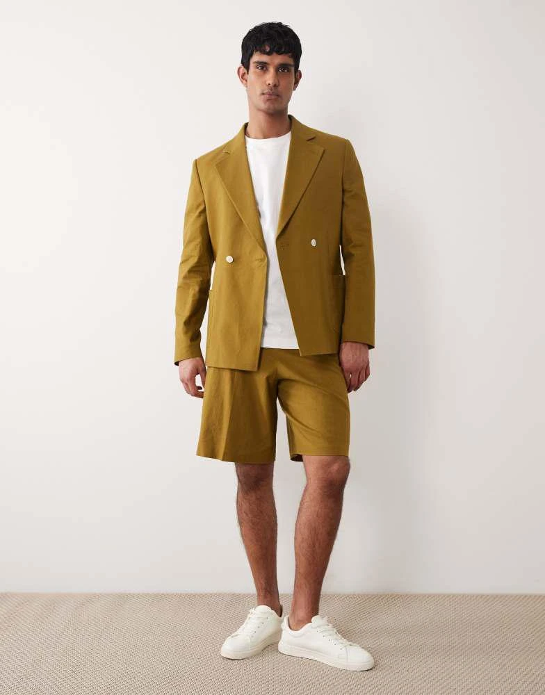 ASOS ASOS DESIGN bermuda suit shorts in khaki linen blend