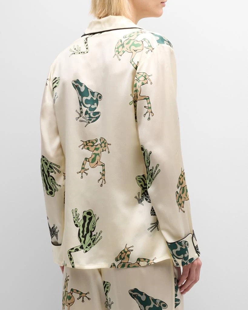 OLIVIA VON HALLE Lila Frog-Print Silk Satin Pajama Set 5