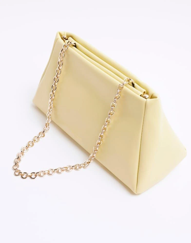 River Island River Island Faux leather frame top clutch bag in yellow light 2