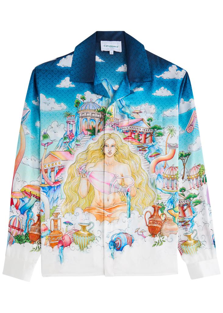 Casablanca Road To Knowledge printed silk-satin shirt