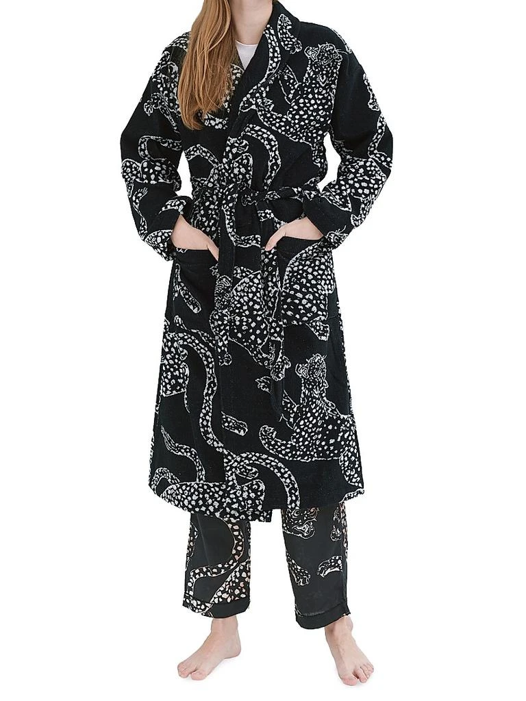 Desmond & Dempsey Cotton Jag Print Towel Robe 2