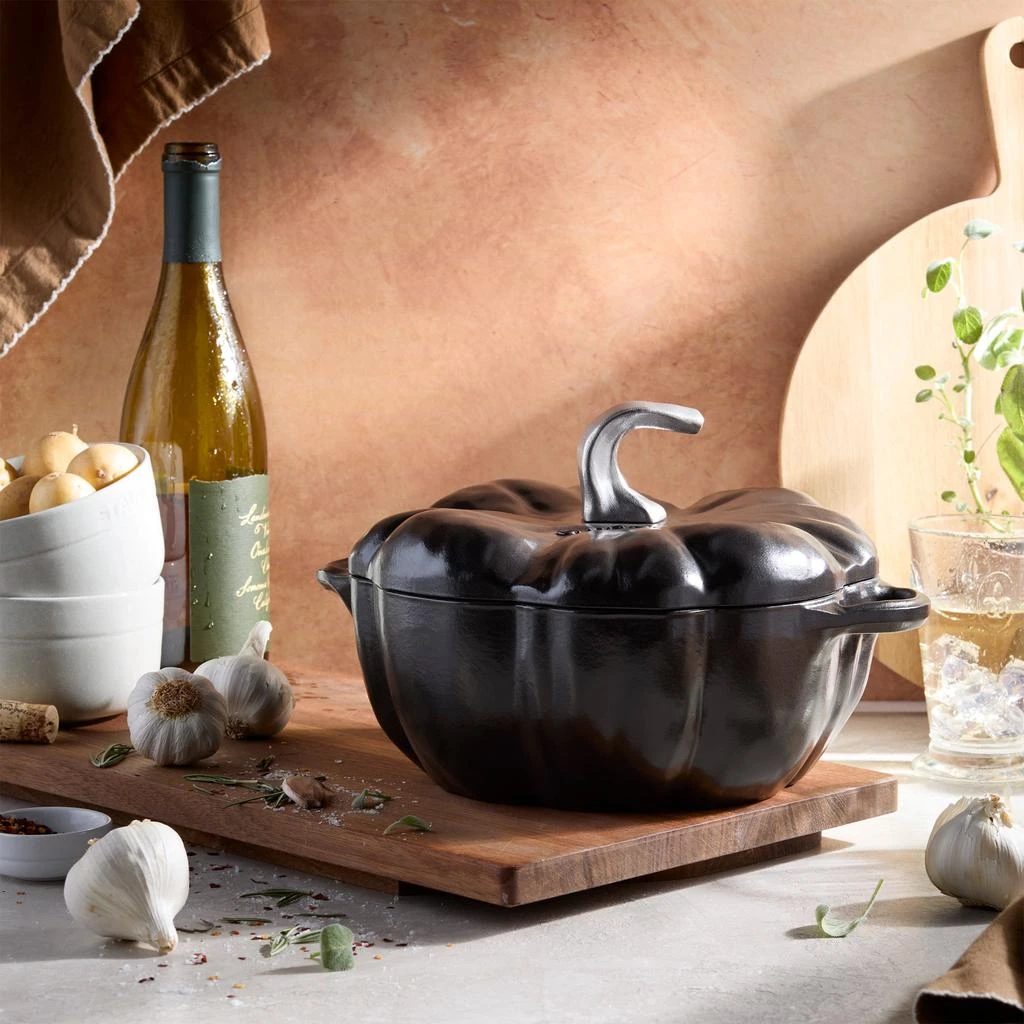 Staub STAUB Cast Iron 3.5-qt Pumpkin Cocotte with Stainless Steel Knob 6