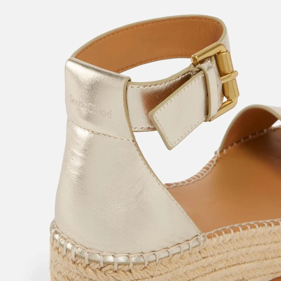 See by Chloé SEE BY CHLOÉ WOMEN'S GLYN LEATHER ESPADRILLE FLATFORM SANDALS 4