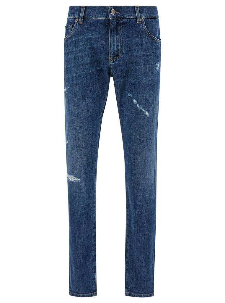 Dolce & Gabbana Dolce & Gabbana Logo Plaque Distressed Skinny Jeans