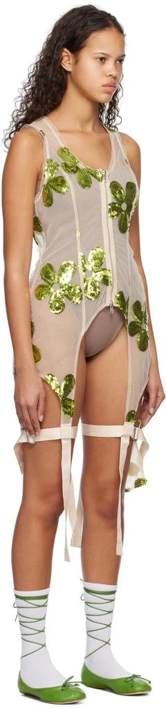 Simone Rocha Beige Zip-Up Bodysuit 4