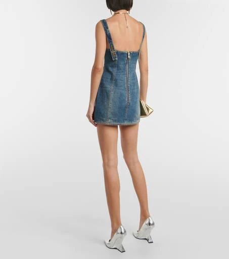 AREA Claw embellished denim minidress 3