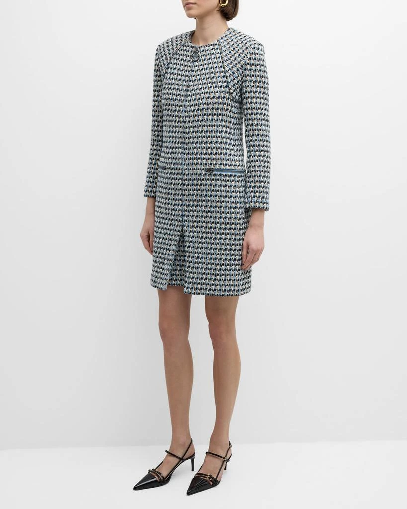 St. John Italian Textured Metallic Tweed Zip Jacket 2