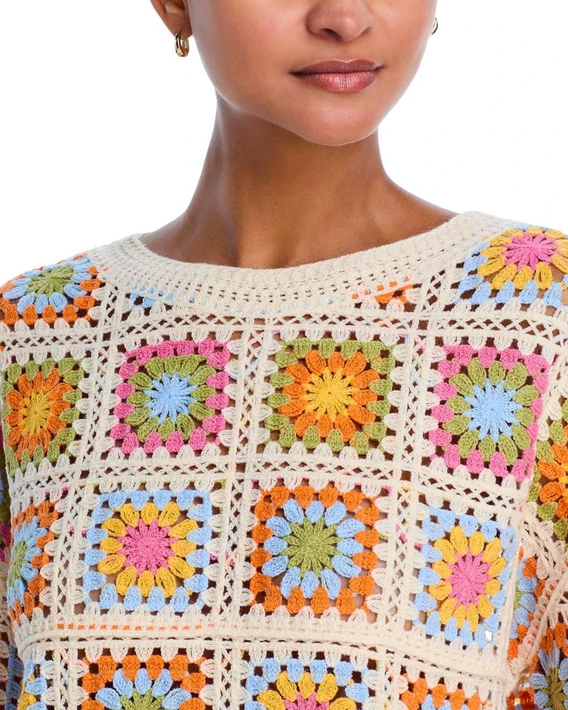 AQUA Rainbow Crocheted Patchwork Sweater 4