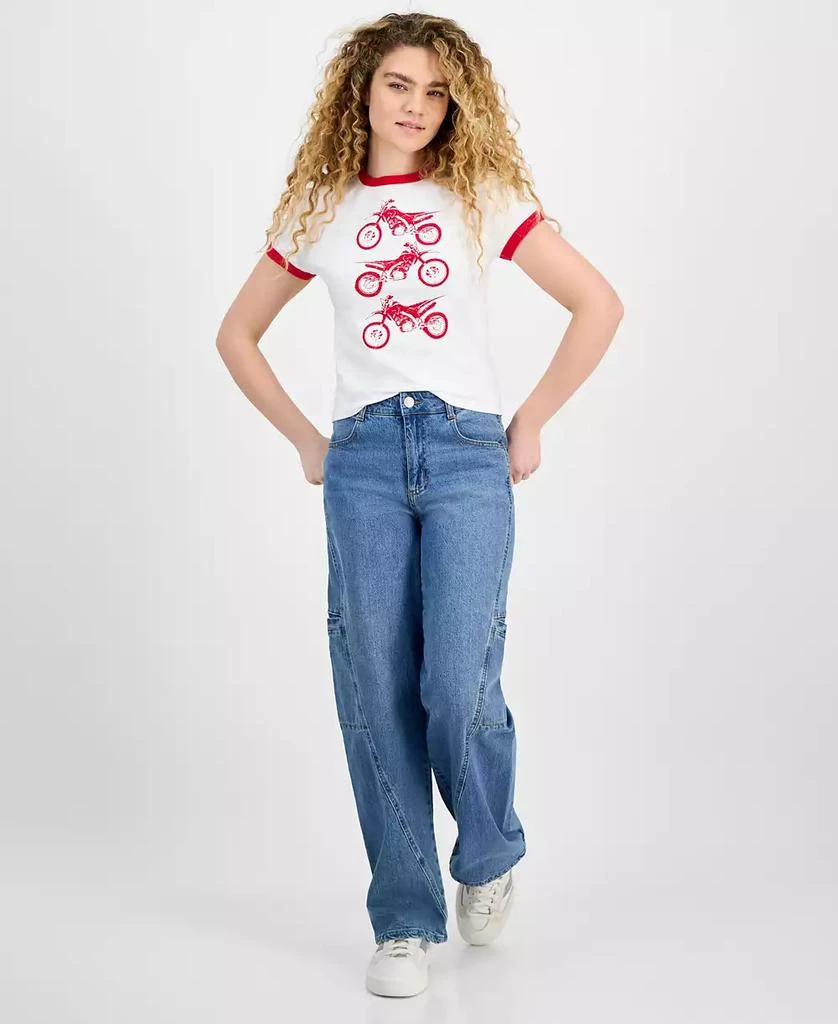 Rebellious One Juniors' Contrast-Trim Motorcycle Top 2