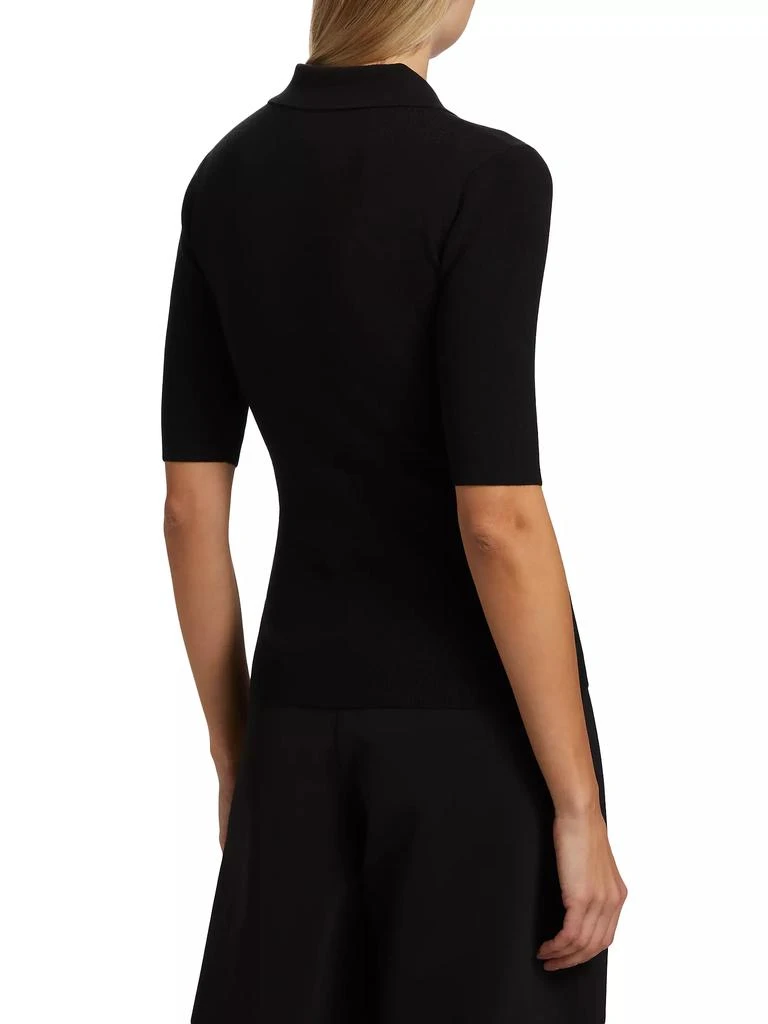 ROSETTA GETTY Ribbed Stretch Wool Polo Sweater 5