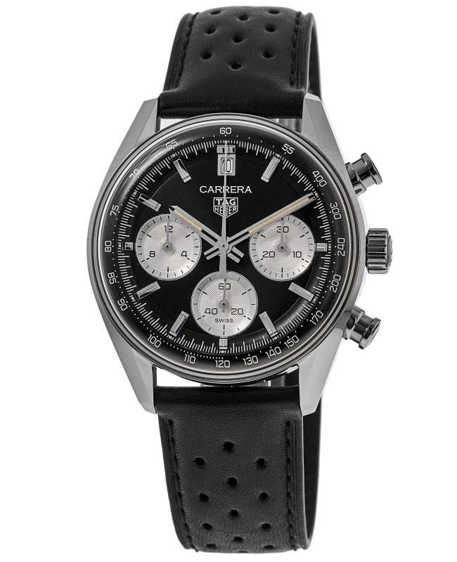 TAG Heuer Tag Heuer Carrera Chronograph 39mm Automatic Black Dial Leather Strap Men's Watch CBS2210.FC6534 1
