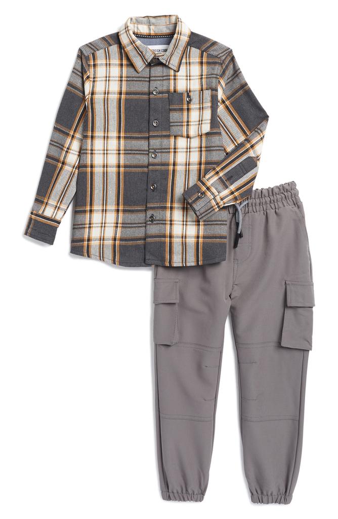 Sovereign Code Kids' Plaid Button-Up Shirt & Cargo Pants Set