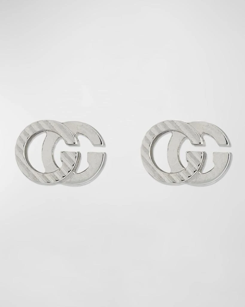 Gucci 18k White Gold Running G Stud Earrings