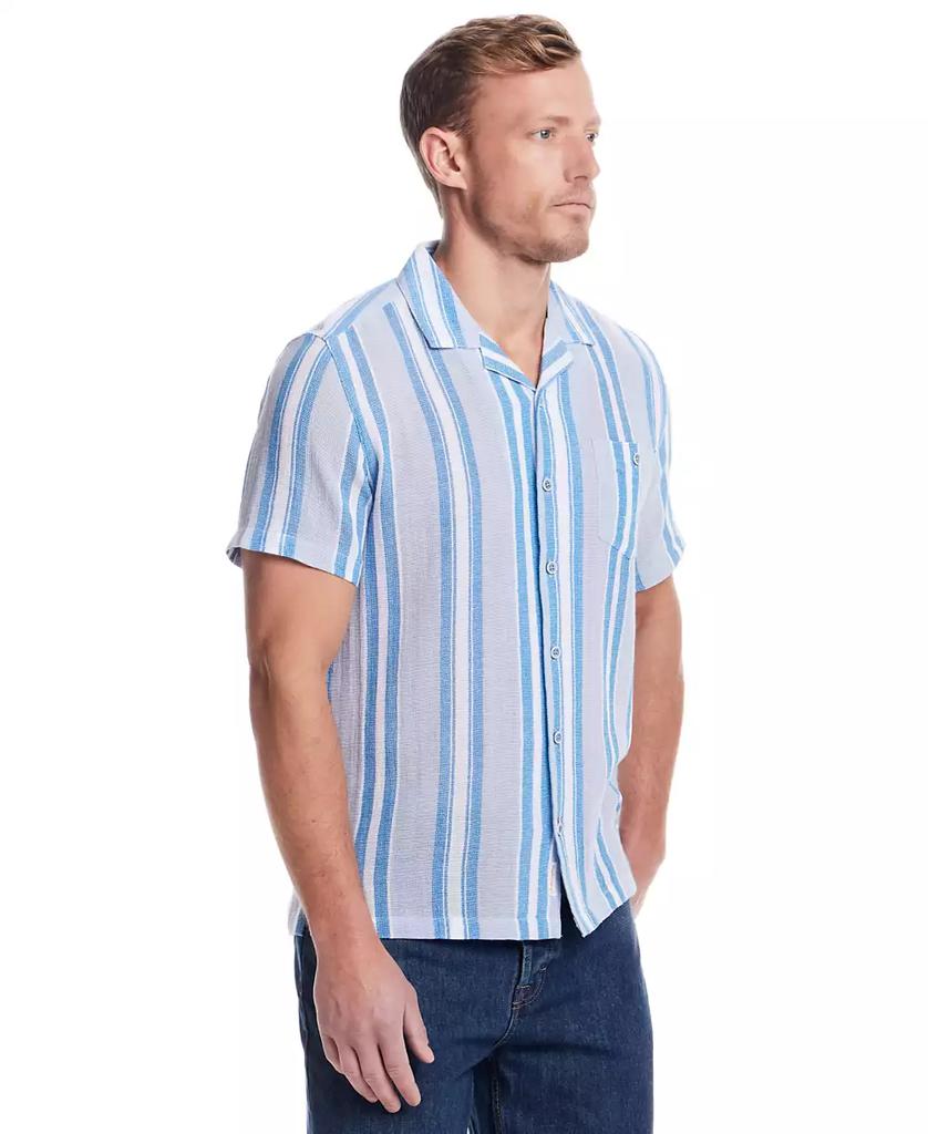 Weatherproof Vintage Men's Airtex Short Sleeve Striped Button-Front Camp Shirt