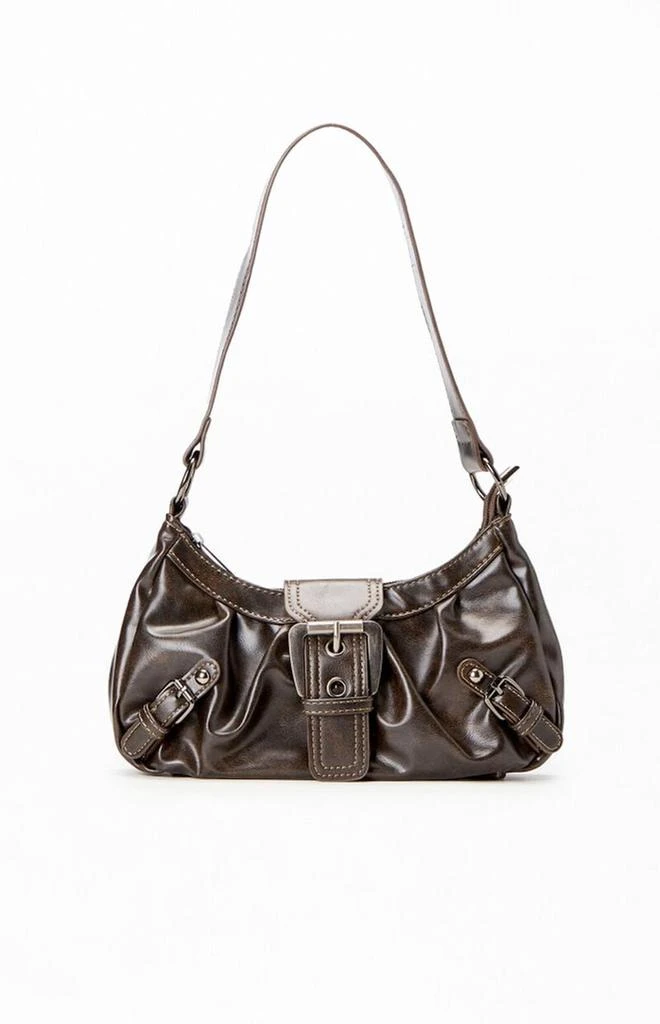 PacSun Brown Faux Leather Front Buckle Shoulder Bag 1