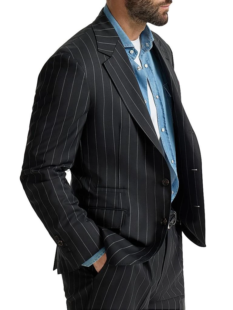 Brunello Cucinelli Super 150s Virgin Wool Wide Chalk Stripe Batavia Blazer 3
