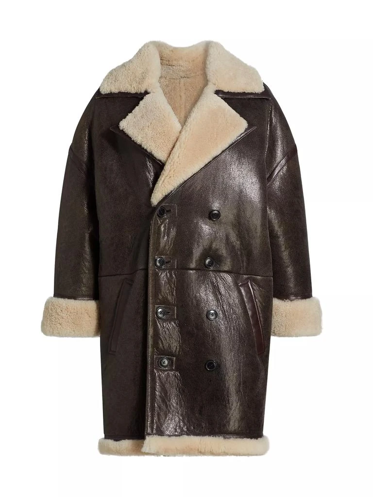 FRAME Shearling-Trimmed Leather Cocoon Coat 1
