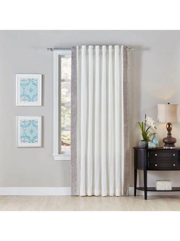 Callisto Home Embroidered Velvet Linen Curtain 1
