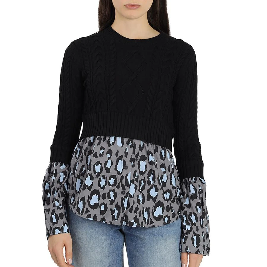 Kenzo Ladies Sweats Pale Gray Top Mixed With Knit 1