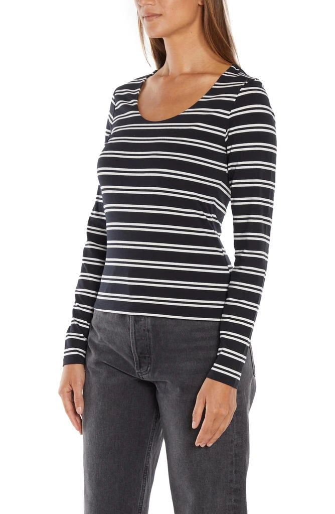 Three Dots Stripe Scoop Neck Stretch Cotton Top 5