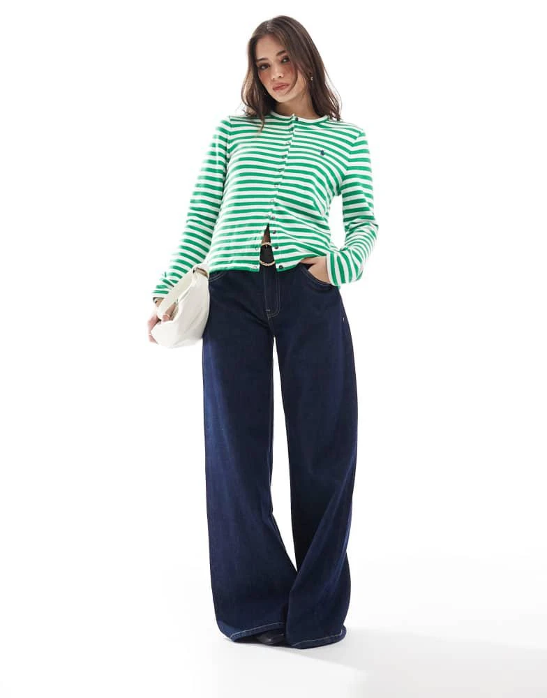 Ralph Lauren Polo Ralph Lauren jersey long sleeve striped cardigan in green and white 2