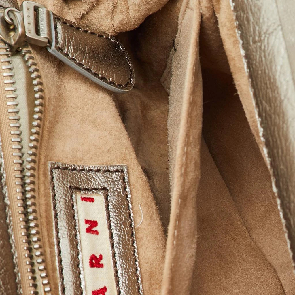 Marni Marni Silver Leather Twisted Lock Clutch 9