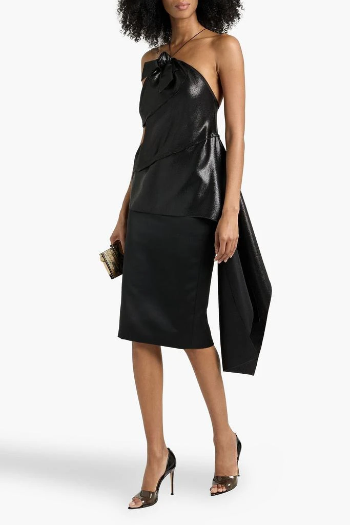 Victoria Beckham Draped metallic woven top 2