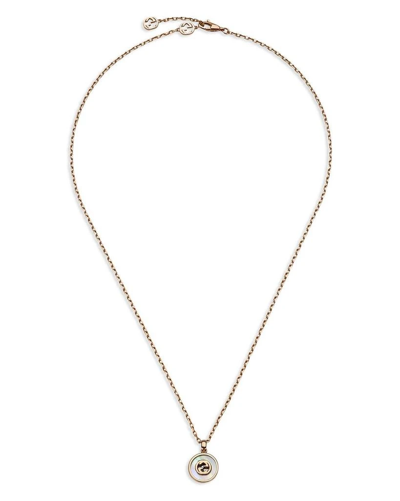 Gucci 18K Rose Gold-Plated Interlocking Mother of Pearl 
Diamond Logo Reversible Pendant Necklace, 16" 3