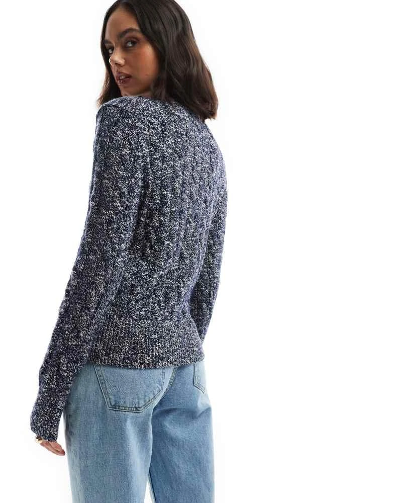 Ralph Lauren Polo Ralph Lauren icon logo cotton cable knit cardigan in navy 4
