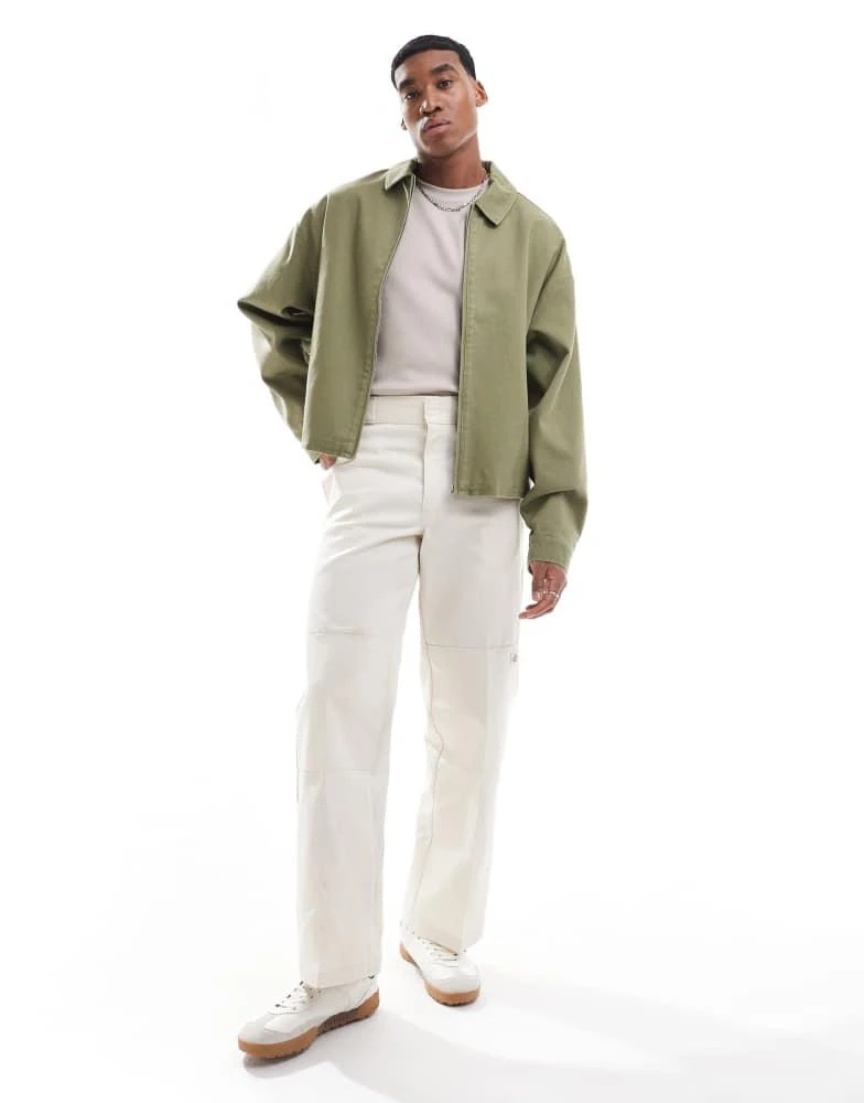 ASOS ASOS DESIGN boxy oversized harrington jacket in washed green 2
