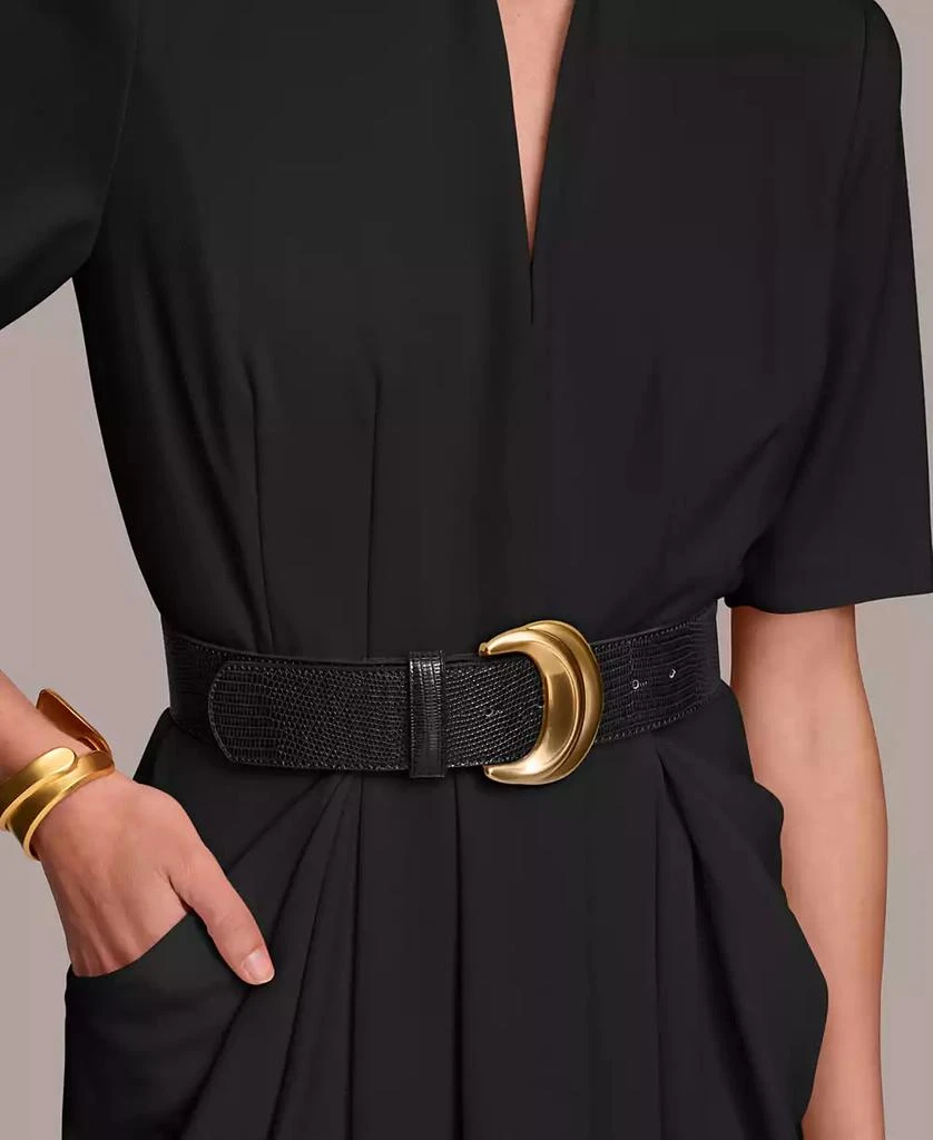 Donna Karan Women's V-Neck Belted Short-Sleeve Midi Dress 2