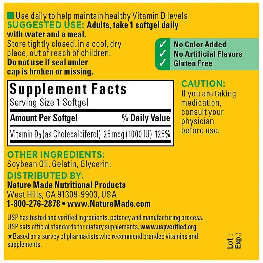 Nature Made Vitamin D3 1000 IU (25 mcg) Softgels 4