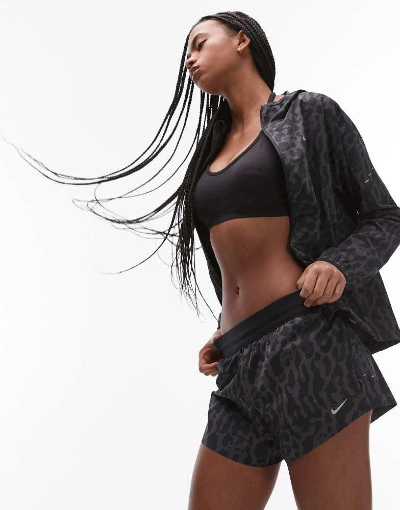 NIKE Nike Running Swift Dri-FIT Leopard Print 3inch 2 in 1 shorts in black 1