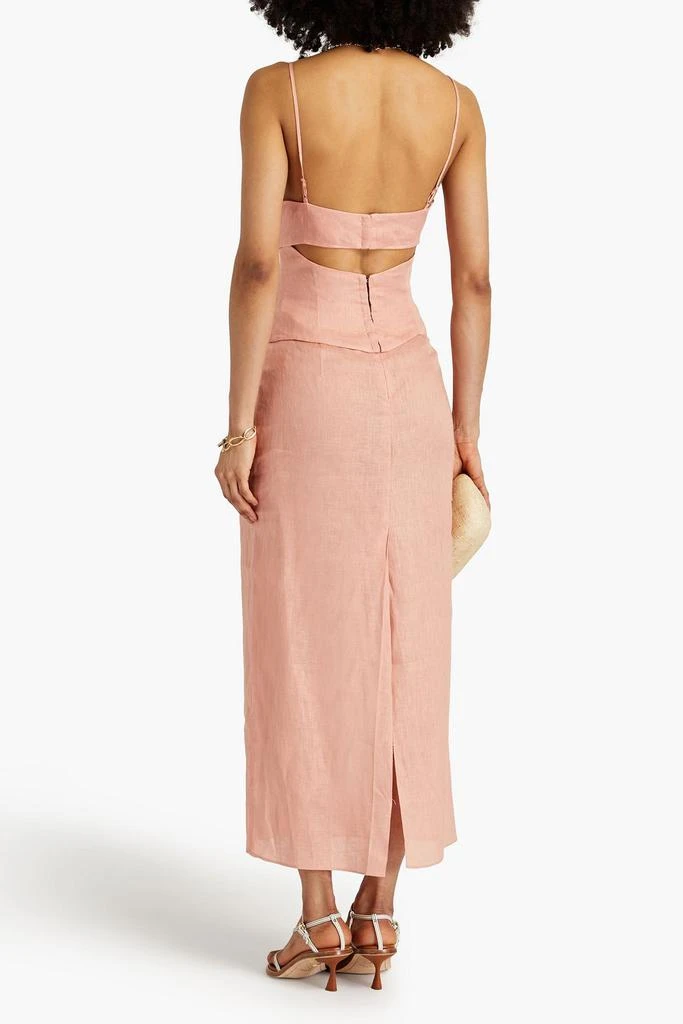 Ronny Kobo Knotted cutout linen maxi dress 3