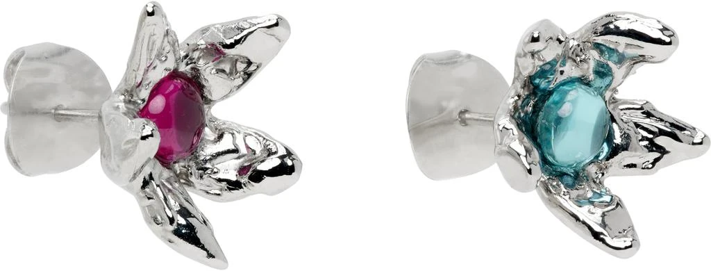 CHOPOVA LOWENA Silver Claw Flower Stud Earrings 2